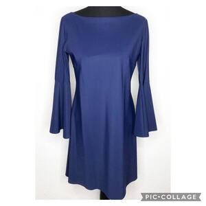 Chiara Boni dark blue oversized bell sleeve boatneck dress size 48 or Large